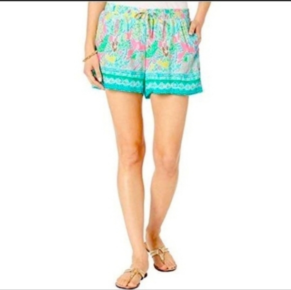 Lilly Pulitzer NWOT Size S Katia Drawstring Shorts In The Beginning Pop Up Print